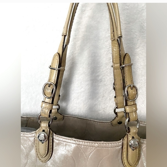 Coach Mia EUC Embossed Leather Shimmer Zip Tote - Picture 5 of 9